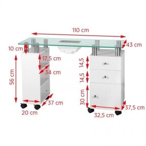 Manicure table GLASS with dust collector 013B