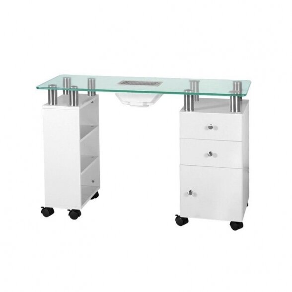 Manicure table GLASS with dust collector 013B