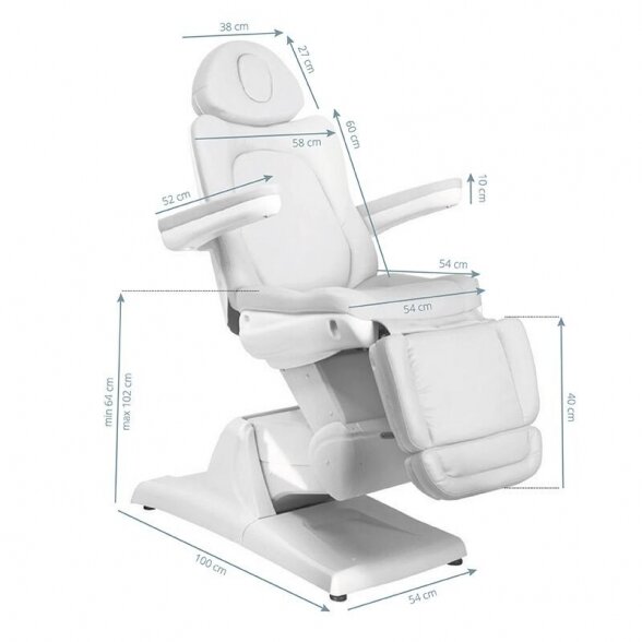 Cosmetology electric chair AZZURRO 870 3 motors, white 5