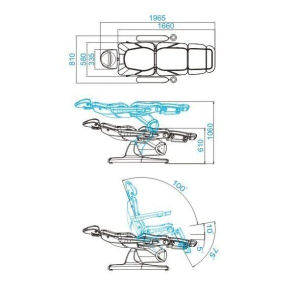 Cosmetology electric chair AZZURRO 870 3 motors, white 9