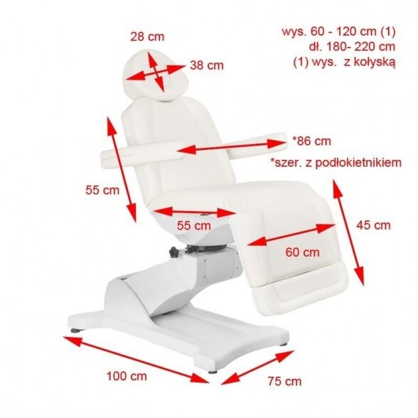 Cosmetology chair AZZURRO 869A, 4 motors, white 1