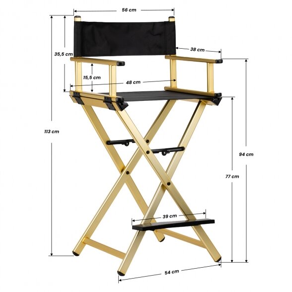 Folding makeup chair, black-gold sp. 8