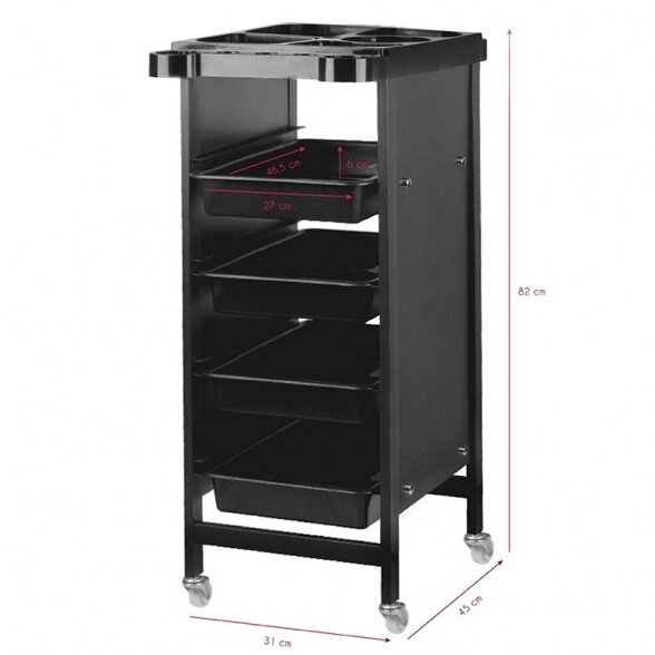 Barber trolley GABBIANO, black 3