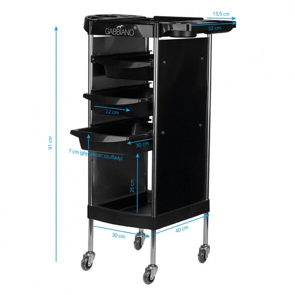 Barber trolley GABBIANO, black 3