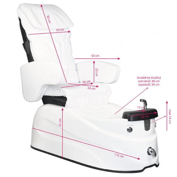 Pedicure chair PEDICURE SPA AS-122, with massage function, white 6