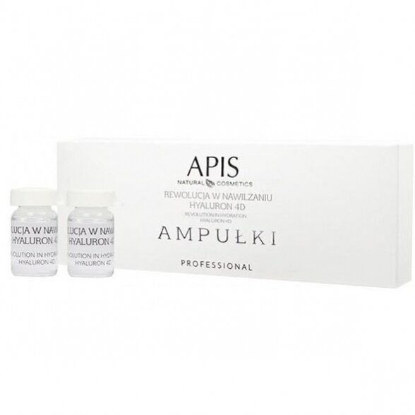 APIS Moisturizing Hyaluron 4D veido serumas ampulėse, 5 x 5 ml