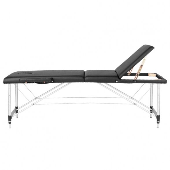 Folding 3-part massage table with aluminum legs KOMFORT BLACK