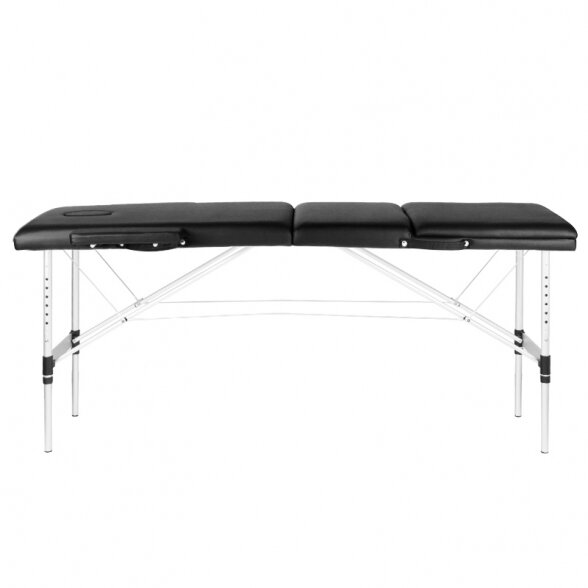 Folding 3-part massage table with aluminum legs KOMFORT BLACK 2