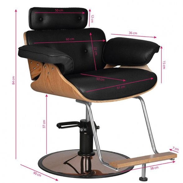 GABBIANO hairdressing chair FLORENCE with adjustable headrest, black sp. 4