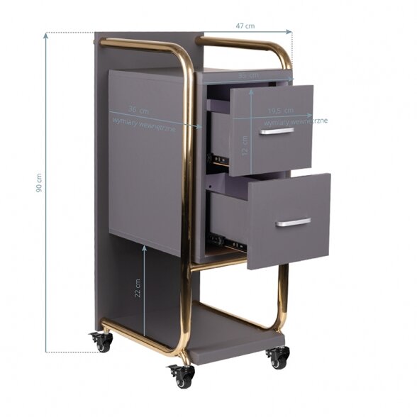 Hairdressing trolley GABBIANO SOLO gold-grey sp. 3