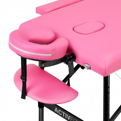 Aliuminio rėmo, sulankstomas masažo stalas Activ Fizjo, 2 segmentai, rausvos sp.
