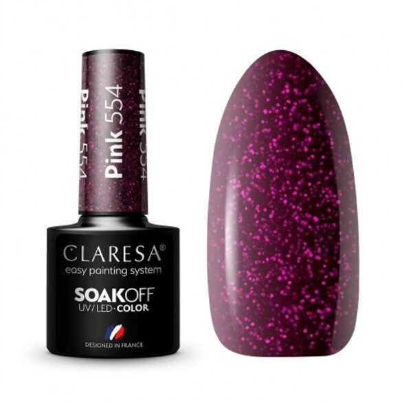 Гибридный лак для ногтей CLARESA PINK 554, 5г