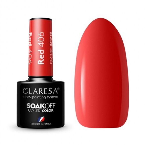 Гибридный лак для ногтей CLARESA RED 406, 5г