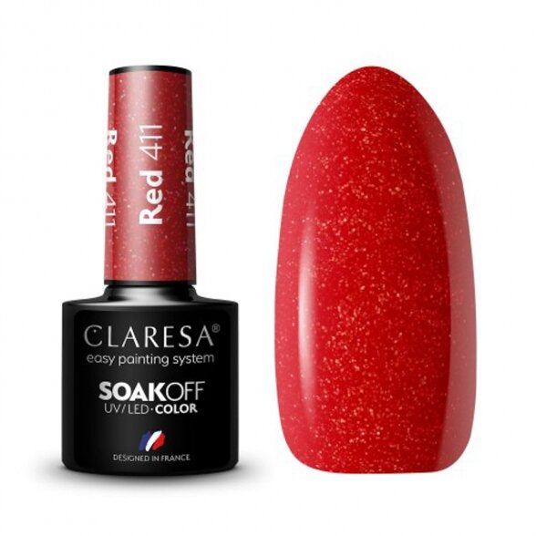 Hybrid nail polish CLARESA RED 411, 5g