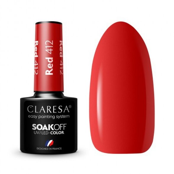 Гибридный лак для ногтей CLARESA RED 412, 5г