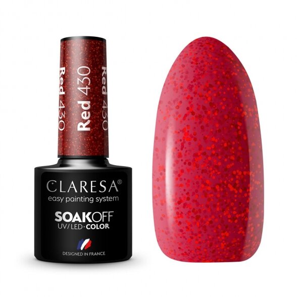 Гибридный лак для ногтей CLARESA RED 430, 5г