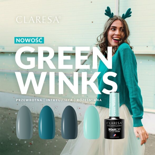 CLARESA GREEN WINKS hybrid nail polish 2