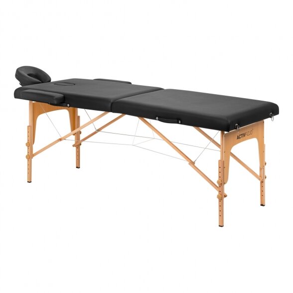 Wooden folding massage table, Komfort Activ Fizjo Lux, 2 segments, black