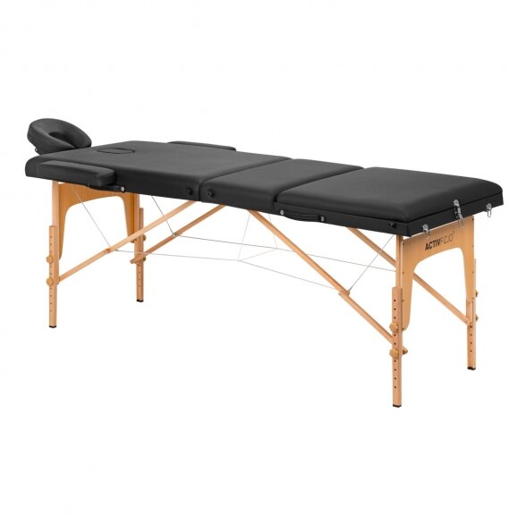 Wooden folding massage table, Komfort Activ Fizjo Lux, 3 segments, black