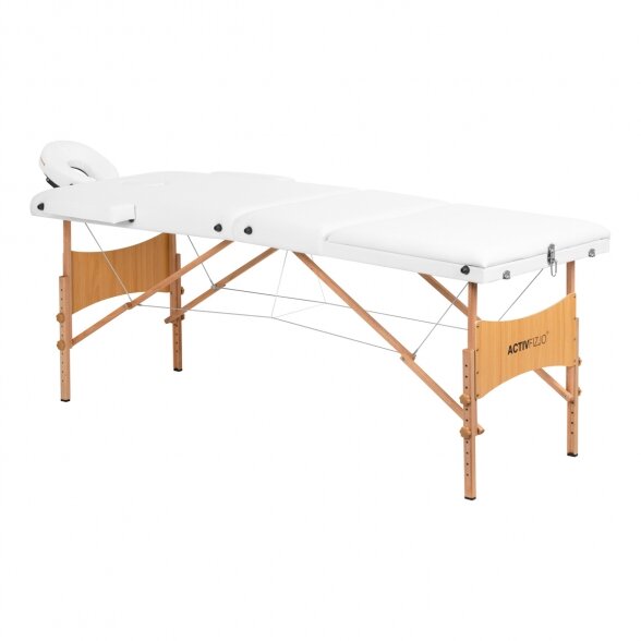 Wooden folding massage table, Komfort Activ Fizjo Lux, 3 segments, white