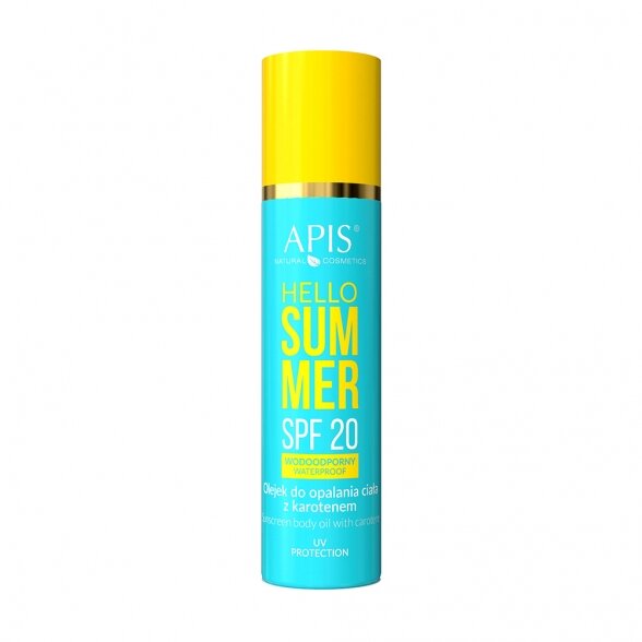 APIS Hello Summer Activator Spf20, kūno įdegio aliejus su karotinu, 150ml