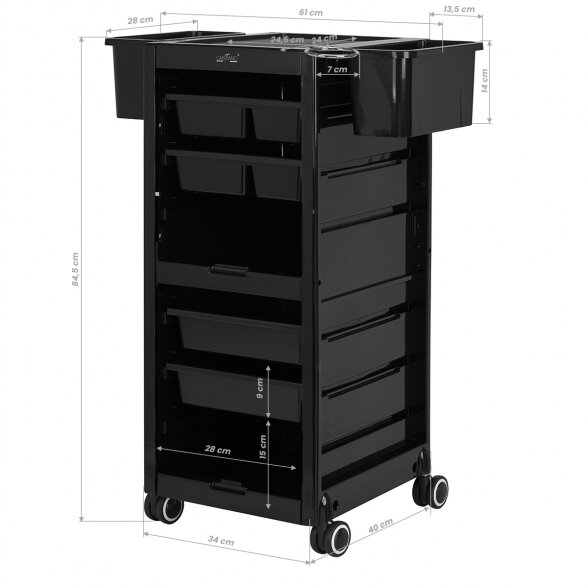 Hairdressing trolley GABBIANO 68B, black sp. 12