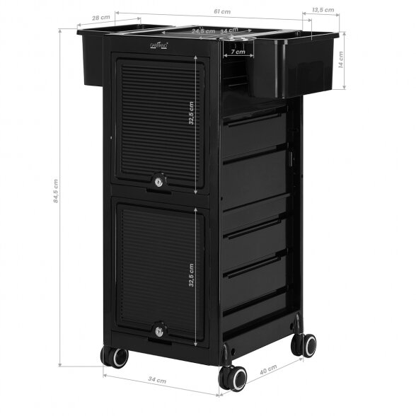 GABBIANO hairdressing trolley 68C, black sp. 15