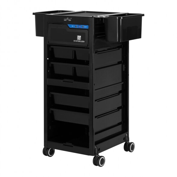 Hairdressing trolley GABBIANO, with integrated UV 68UV sterilizer, black sp.