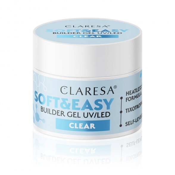 Claresa statybinis nagų priauginimo gelis Soft&Easy gel, Clear, 12g