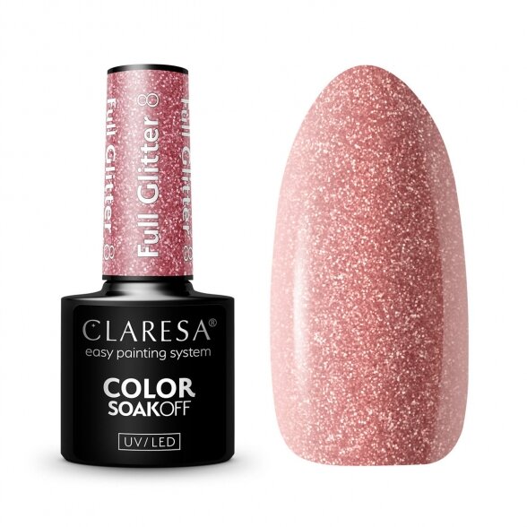 Гибридный лак для ногтей Claresa ULL GLITTER 8, 5г