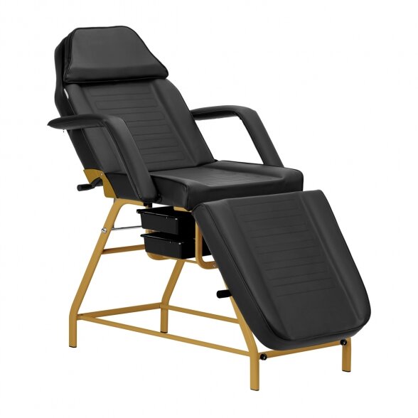 Mechanical bed for cosmetic procedures, black-gold