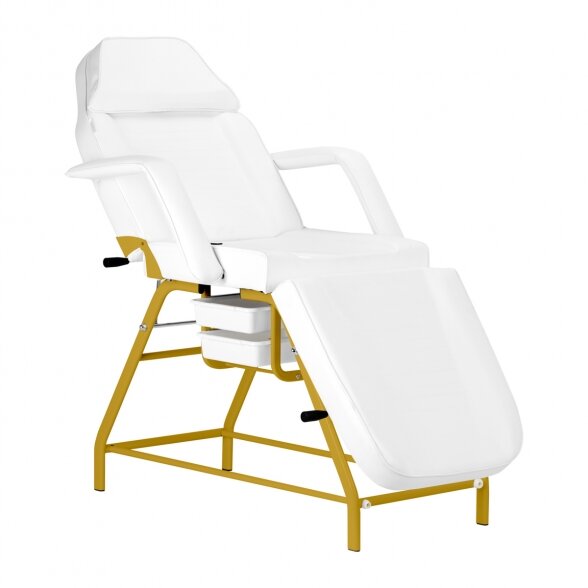 Mechanical bed for cosmetology procedures, white-gold