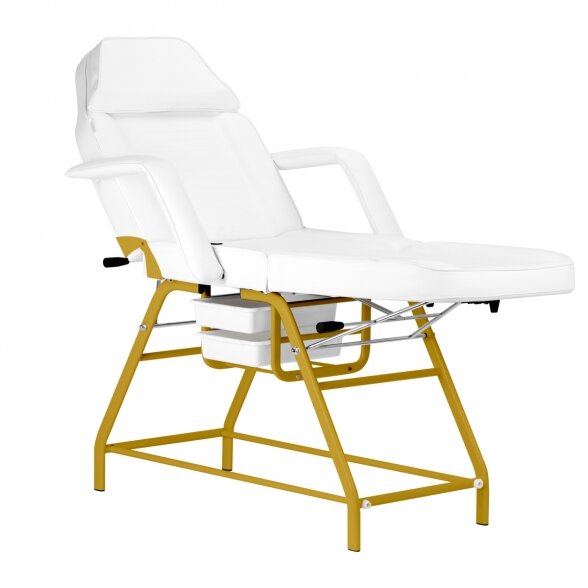 Mechanical bed for cosmetology procedures, white-gold 2