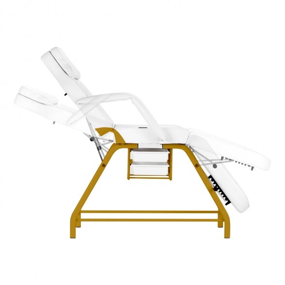 Mechanical bed for cosmetology procedures, white-gold 5