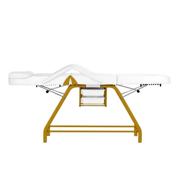 Mechanical bed for cosmetology procedures, white-gold 7