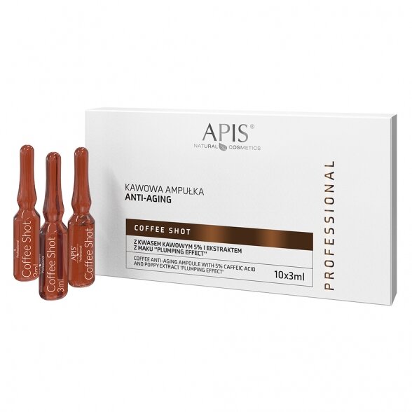 Apis COFFEE SHOT serumas brandžiai odai su 5% kavos rūgštimi ir aguonų ekstraktu 10x 3,5 ml