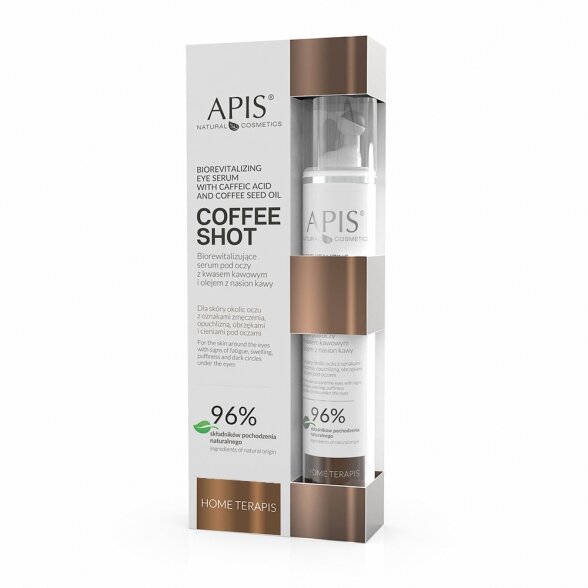 Биоревитализирующая сыворотка для глаз Apis COFFEE SHOT с кофейной кислотой и маслом кофейных зерен, 10мл