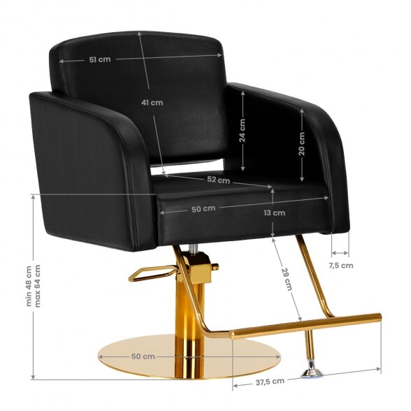 Gabbiano barber chair TURIN, gold and black sp. 7