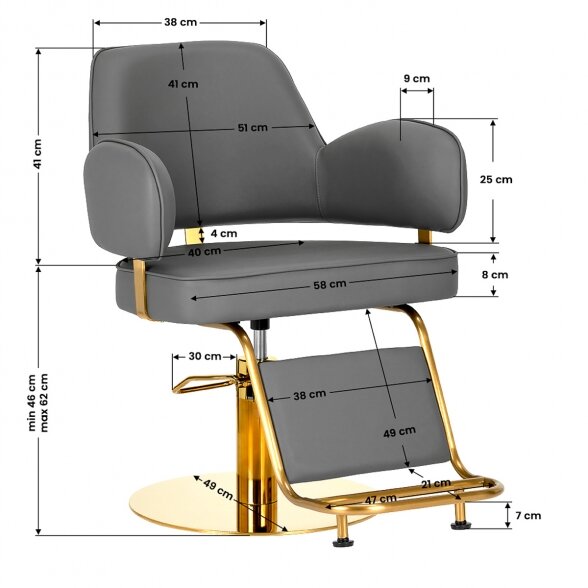 Barber chair GABBIANO Linz NQ, gray sp. 6