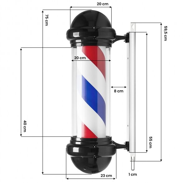 Illuminated wall lamp BARBER for hairdressers BB-02 black, large 4