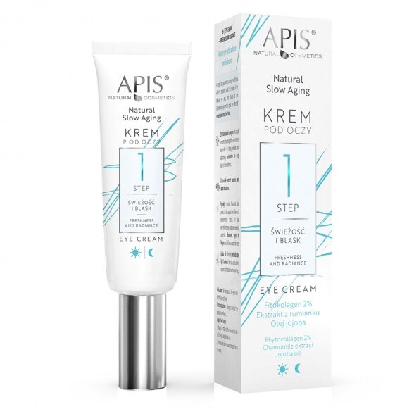 Apis Natural slow aging STEP 1 akių kontūro kremas suteikiantis švytėjimo, 15 ml