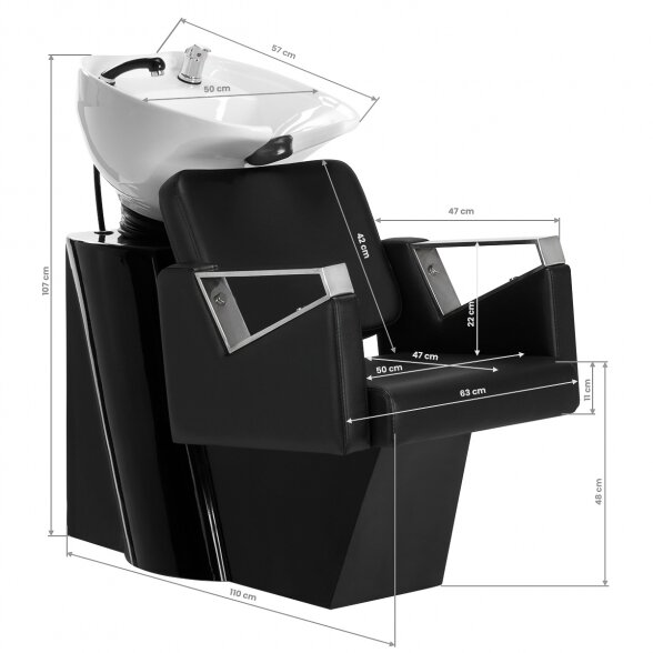 Gabbiano hairdressing sink VILNO, black sp. 9