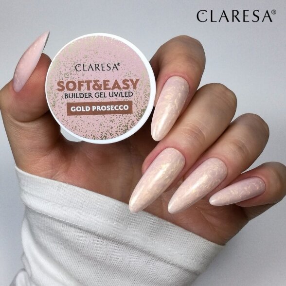 Claresa statybinis nagų priauginimo gelis Soft&Easy gel, gold Prosecco 12g 4