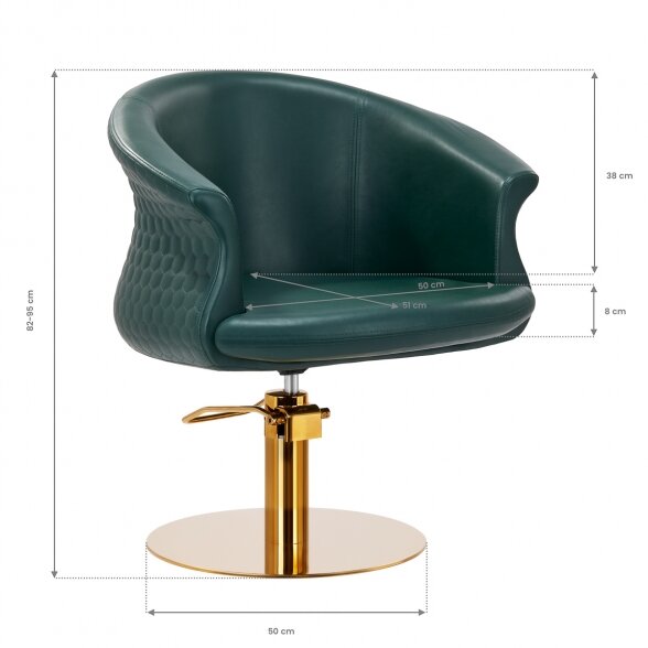 Hairdressing chair GABBIANO VERSALIS, green-gold sp. 8