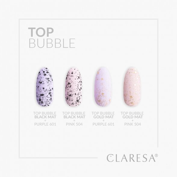 Claresa gel top layer of nail polish with glitter, Top Bubble gold Matt No wipe 5g 3