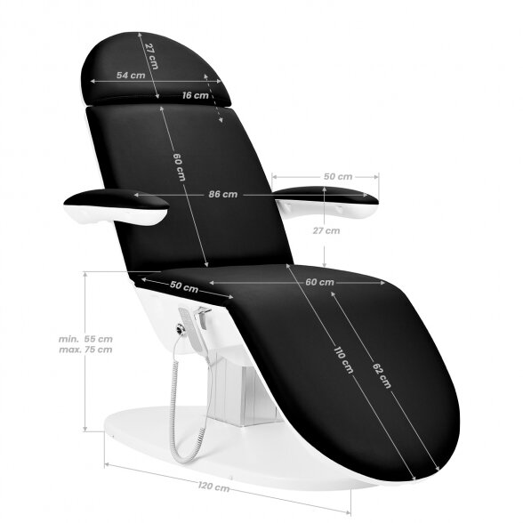 Электрическое косметическое кресло 2240B Eclipse 3 мотора, белый/черный 14