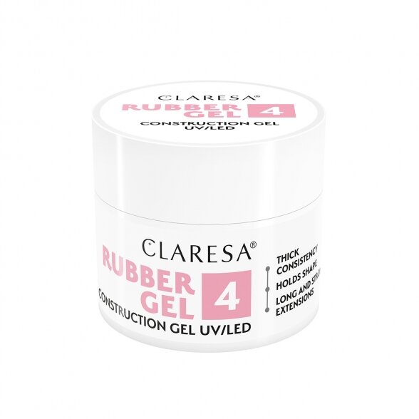 CLARESA RUBBER GEL statybinis, priauginimo gelis 4, 12g