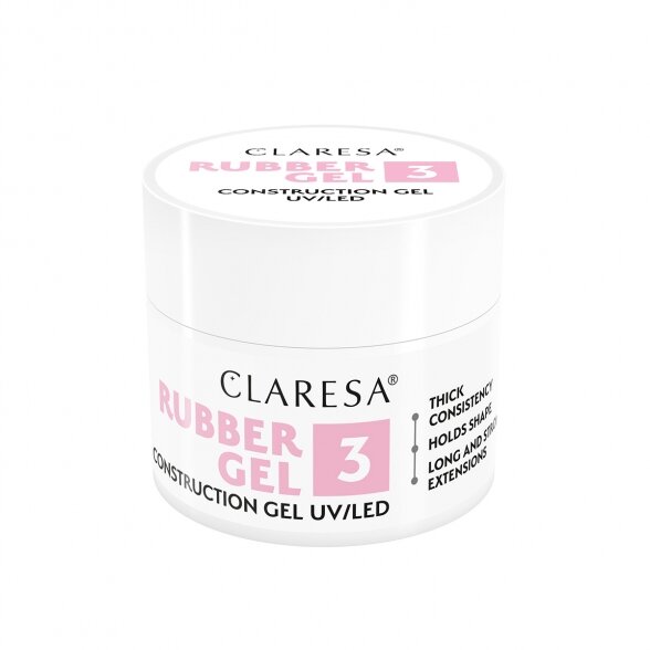 CLARESA RUBBER GEL statybinis, priauginimo gelis 3, 12g