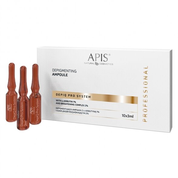 APIS DEPIQ PRO Depigmenting ampoule with 1% α-arbutin + lightening complex 2%, 10 x 3ml