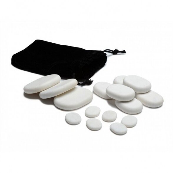 Set of 15 white marble massage stones